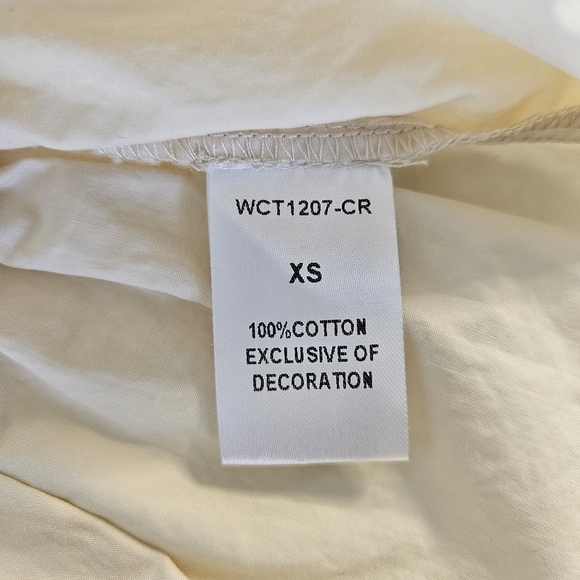 THML Embroidered Floral V-neck Flutter Sleeve Cream Top XS - Picture 4 of 10